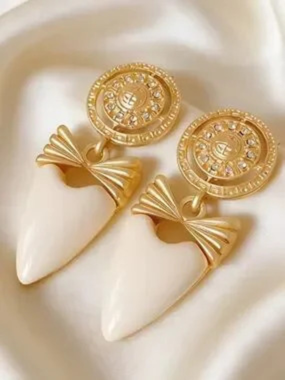Elegant Sculptural Ivory Medallion Earrings
